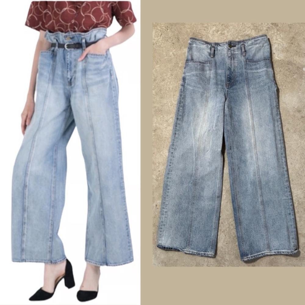 MOUSSY High Rise Wide Leg Blue Jeans Women’s Size Small Light Wash Cropped